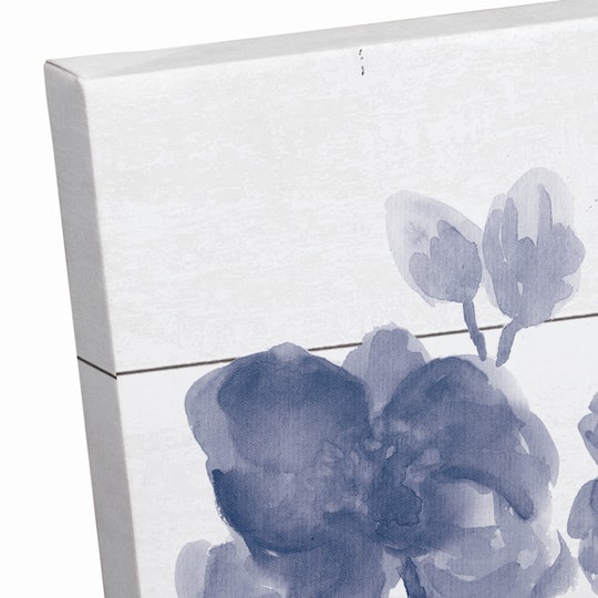 Blue Floral Shiplap 16" x 20" Canvas Wall Art